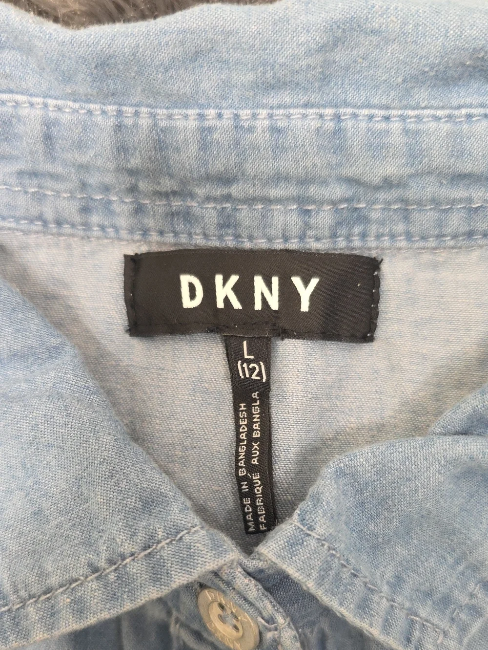 DKNY Light Blue Denim Sleeveless Kids One-Piece Romper. Size L. NWT!